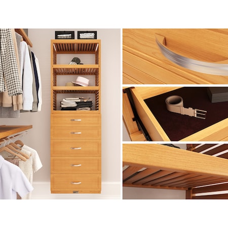 John Louis Home Solid Wood 16in. Deep 5 Drawer Storage Tower Honey Maple JLH-304WC-H